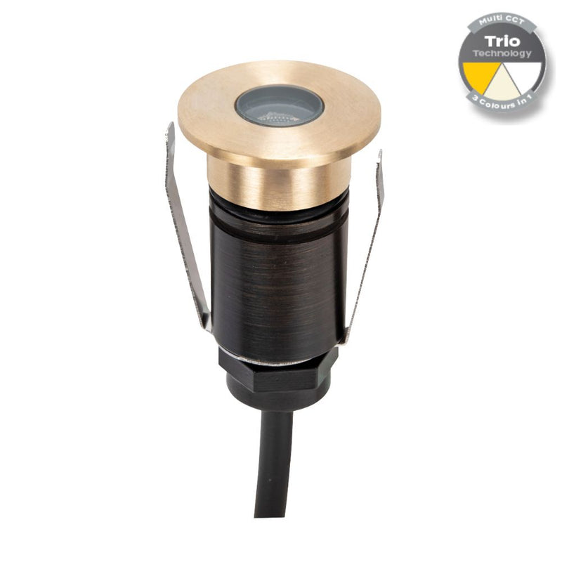 EMIT-25 LED Micro Round Inground Light 12/24V 1W Tri Colour Brushed Brass - 10020