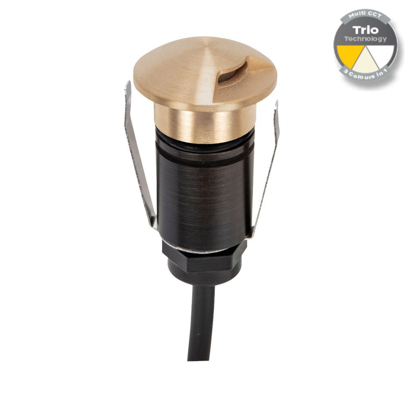 EMIT-25 LED Micro 1-Way Inground Light 12/24V 1W Tri Colour Brushed Brass - 10023