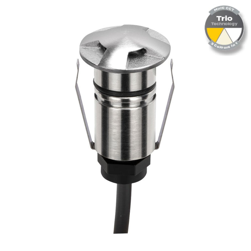 EMIT-25 LED Micro 4-Way Inground Light 12/24V 1W Tri Colour Stainless Steel - 10016