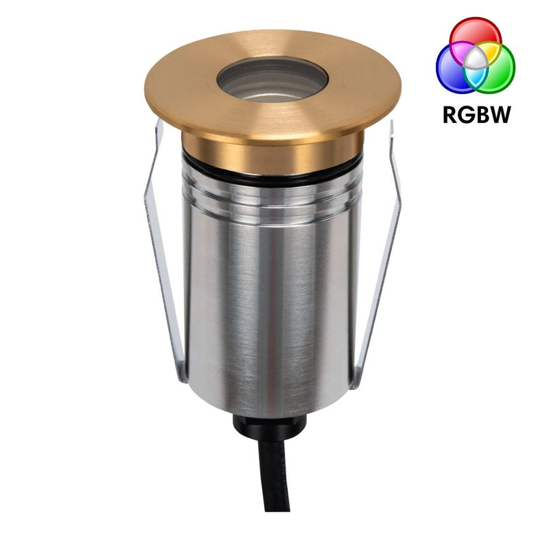 EMIT-55 LED Round Mini Inground Light 24V 2.5W RGBW Brushed Brass - 10147