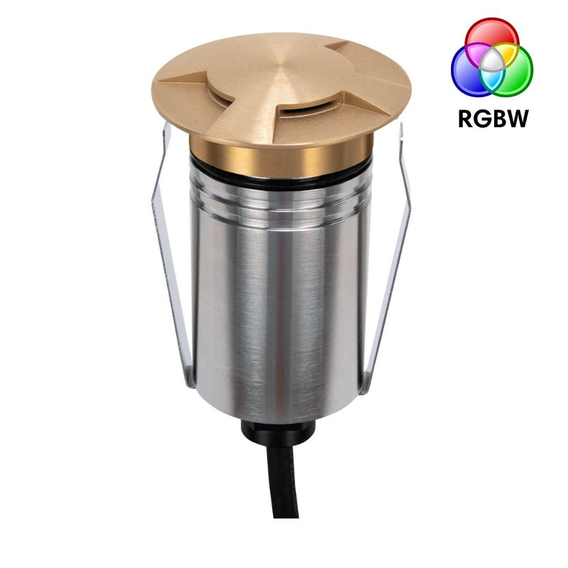 EMIT-55 LED 3-Way Mini Inground Light 24V 2.5W RGBW Brushed Brass - 10152