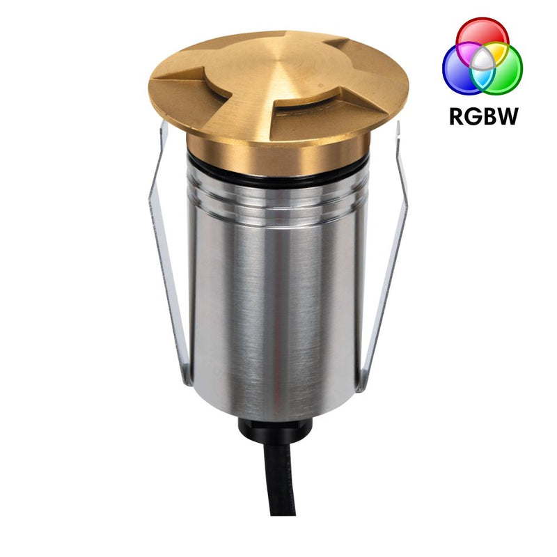 EMIT-55 LED 4-Way Mini Inground Light 24V 2.5W RGBW Brushed Brass - 10153