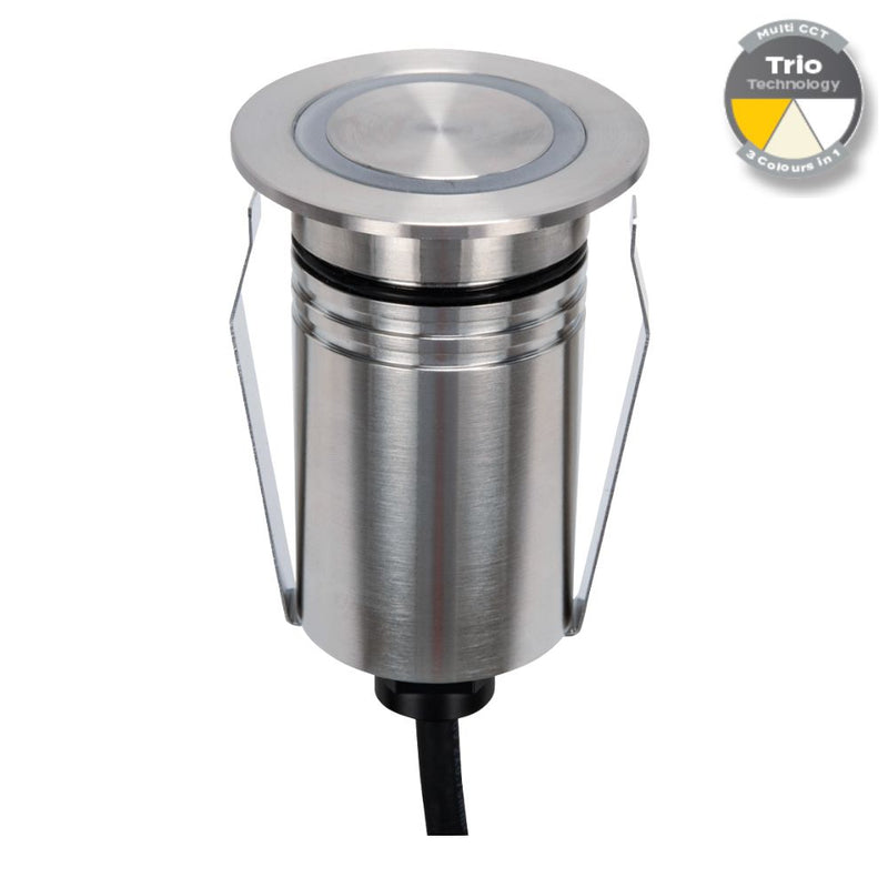 EMIT-55 LED Mini Ring Inground Light 12/24V 2.5W Tri Colour Stainless Steel - 10105