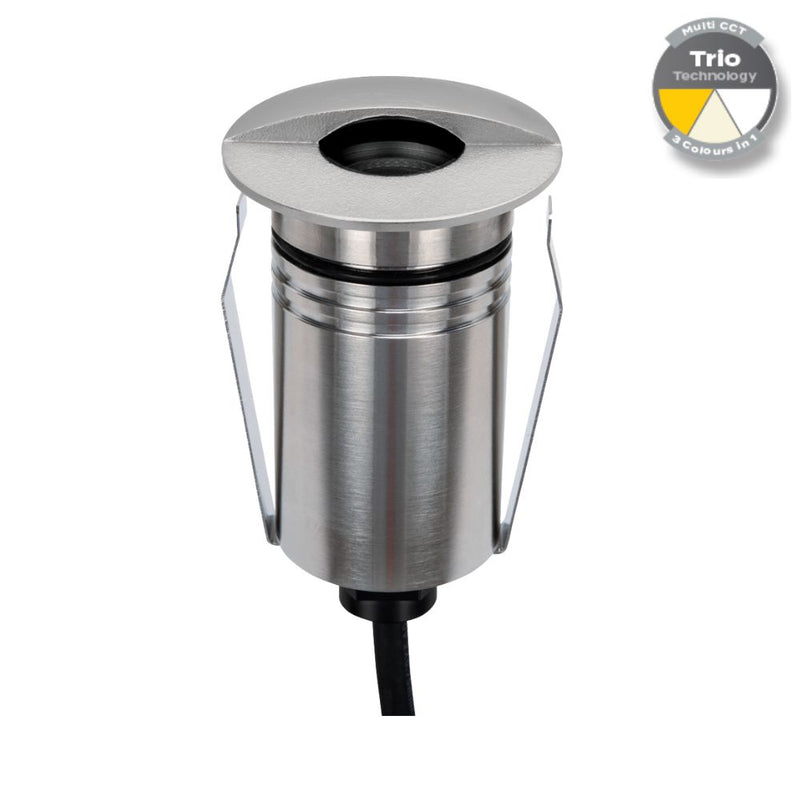 EMIT-55 LED Mini Eyelid Inground Light 12/24V 2.5W Tri Colour Stainless Steel - 10099