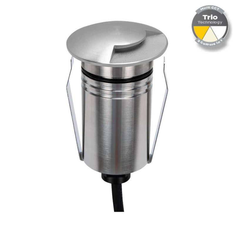 EMIT-55 LED Mini 1-Way Inground Light 12/24V 2.5W Tri Colour Stainless Steel - 10100