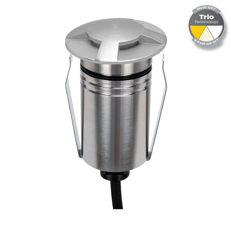 EMIT-55 LED Mini 3-Way Inground Light 12/24V 2.5W Tri Colour Stainless Steel - 10102