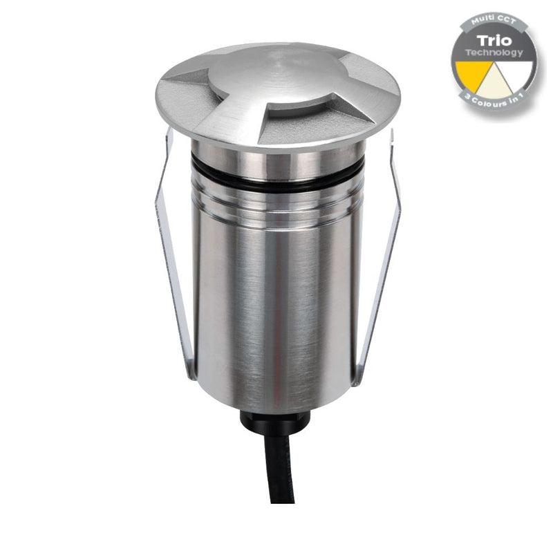 EMIT-55 LED Mini 4-Way Inground Light 12/24V 2.5W Tri Colour Stainless Steel - 10103
