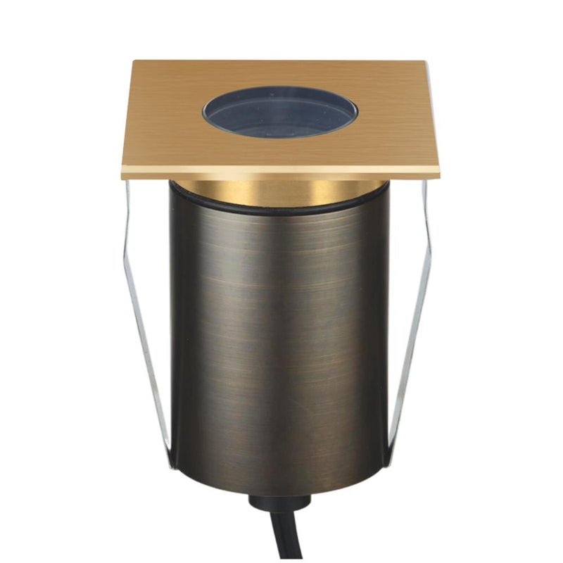 EMIT-85 LED Square Inground Light 12/24V 4W/6W Tri Colour Brushed Brass - 10196