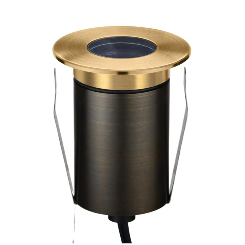 EMIT-85 LED Round Inground Light 12/24V 4W/6W Tri Colour Brushed Brass - 10195