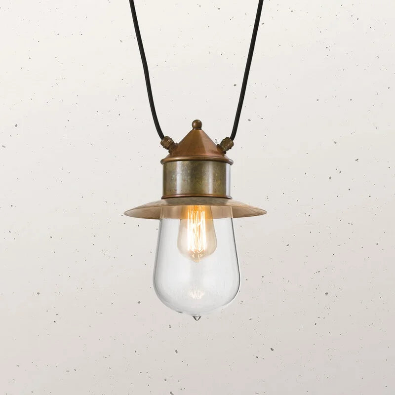 Drop Outdoor Duel Cable Pendant Light With Cap Clear & Pre Aged - IL.270.12.ORT