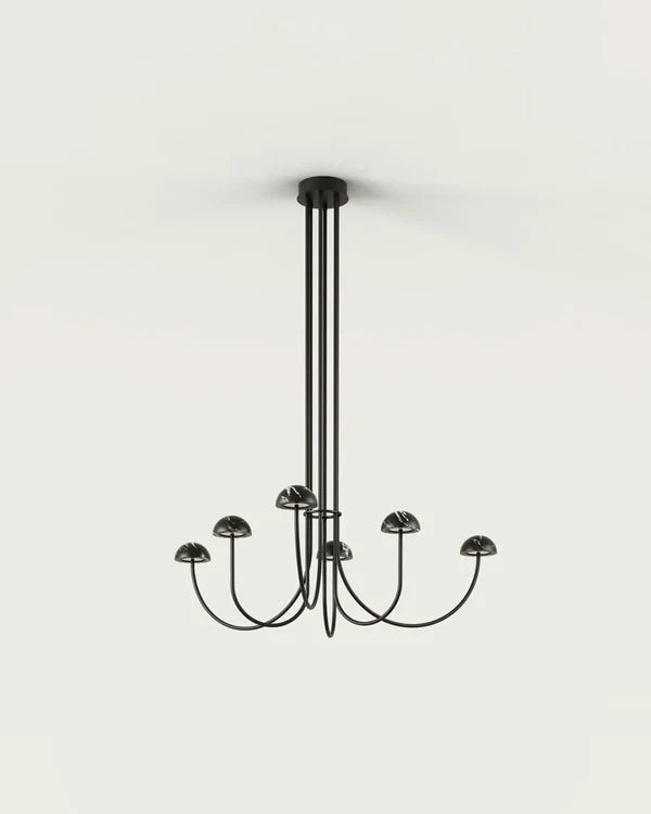 Dussa LED Chandelier 9W 2700k Matte Black & Black - ARO.C1307/6/NEG-NEG