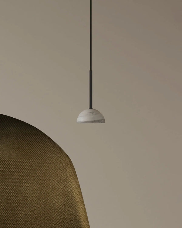 Dussa LED Pendant 9E 2700K Matte Black & Travertine - ARO.C1307/NEG-TRA