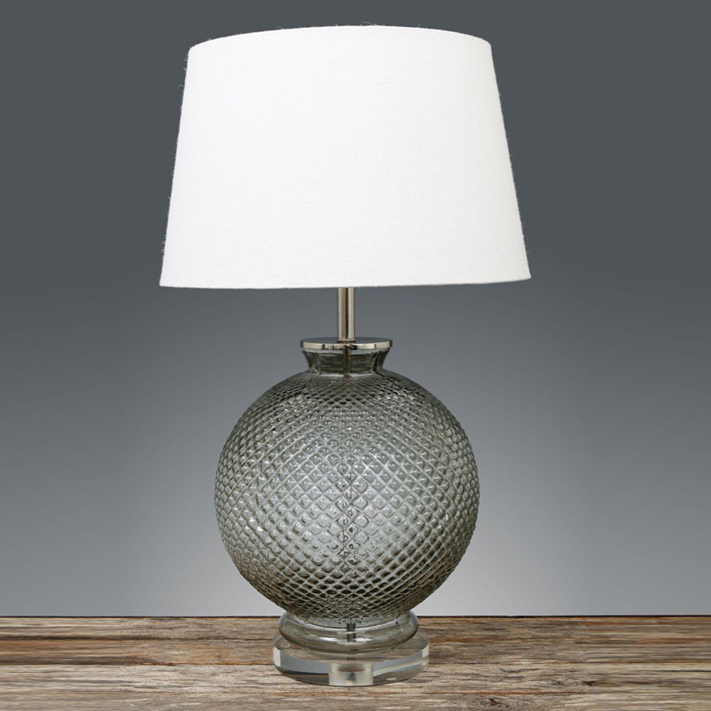 Isabella 1 Light Table Lamp Clear - Textured Glass Ball on Acrylic Base Only - ELANK32026