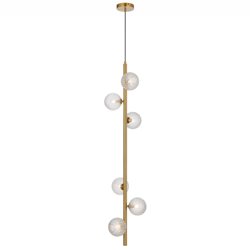 Elson 6 Light Pendant Antique Gold & Clear - ELSON PE06-AGCLP