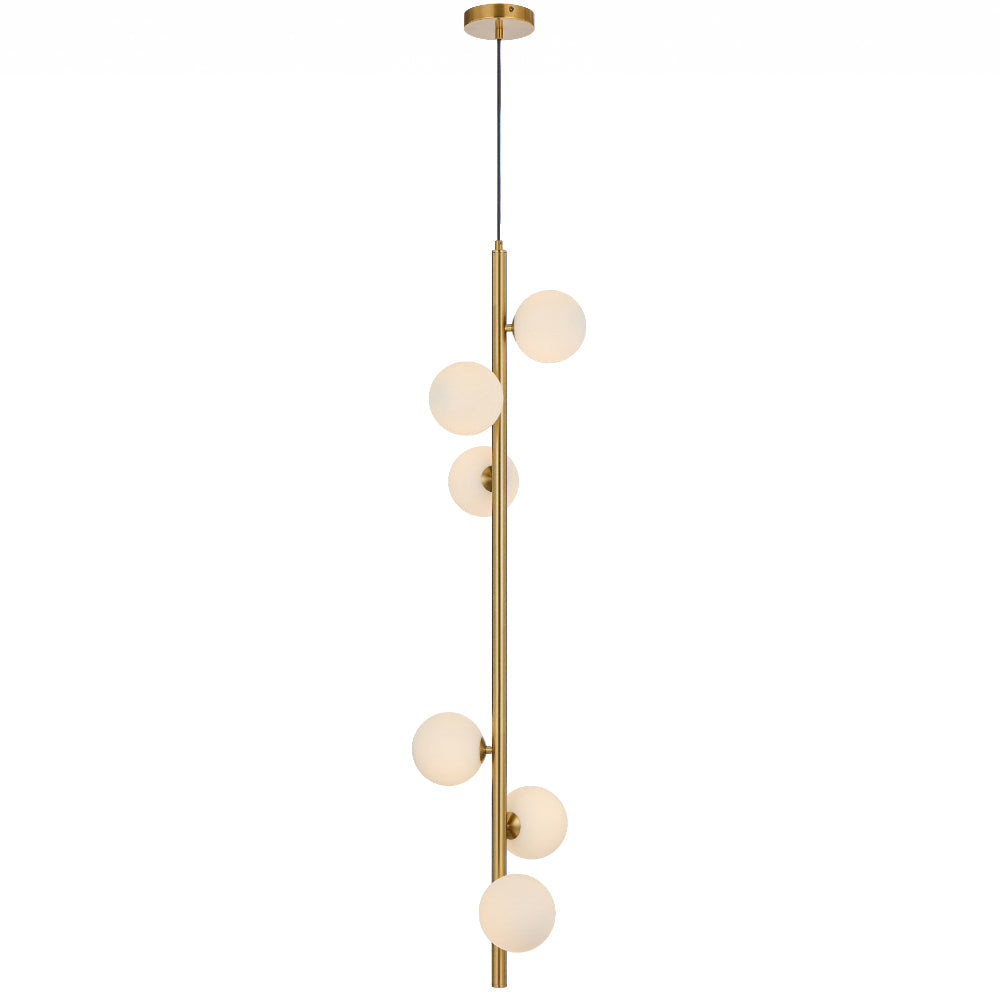 Elson 6 Light Pendant Antique Gold & Opal Matt - ELSON PE06-AGOM