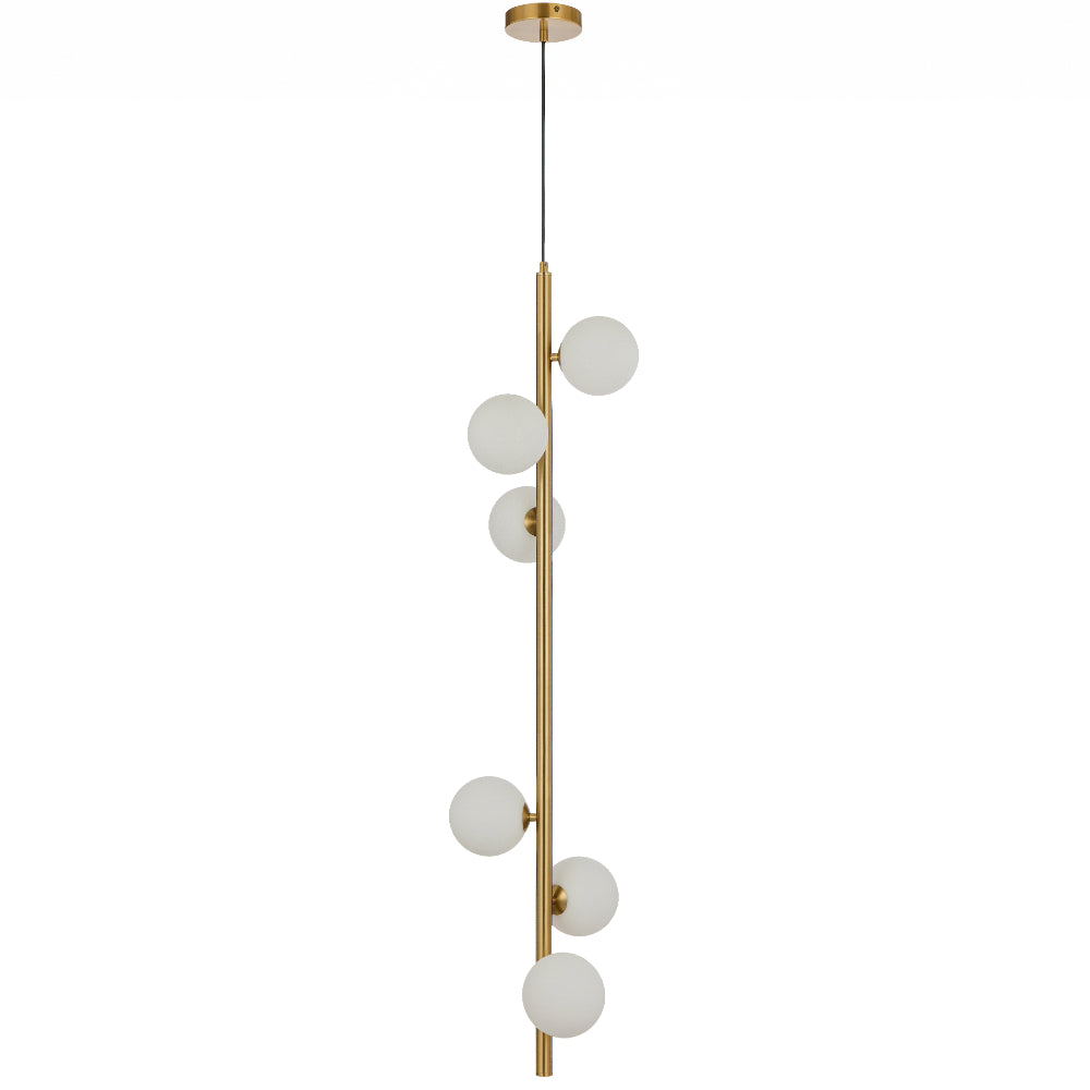 Elson 6 Light Pendant Antique Gold & Opal Matt - ELSON PE06-AGOM