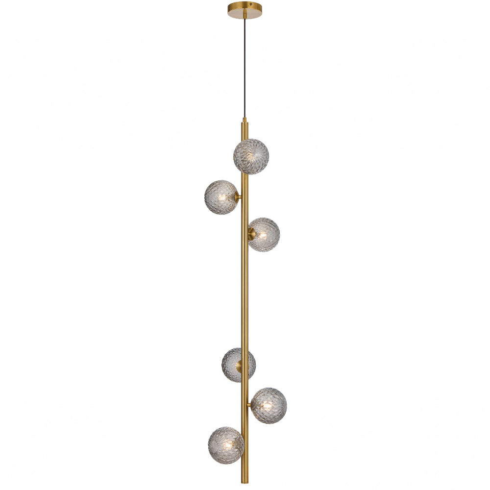 Elson 6 Light Pendant Antique Gold & Smoke Tear - ELSON PE06-AGSMT