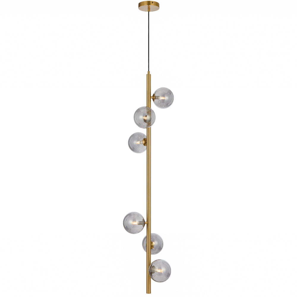 Elson 6 Light Pendant Antique Gold & Smoke - ELSON PE06-AGSM