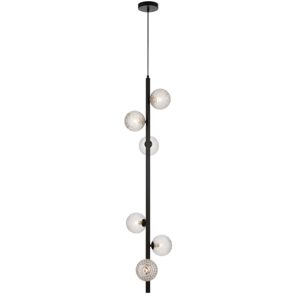 Elson 6 Light Pendant Black & Amber - ELSON PE06-BKAMT