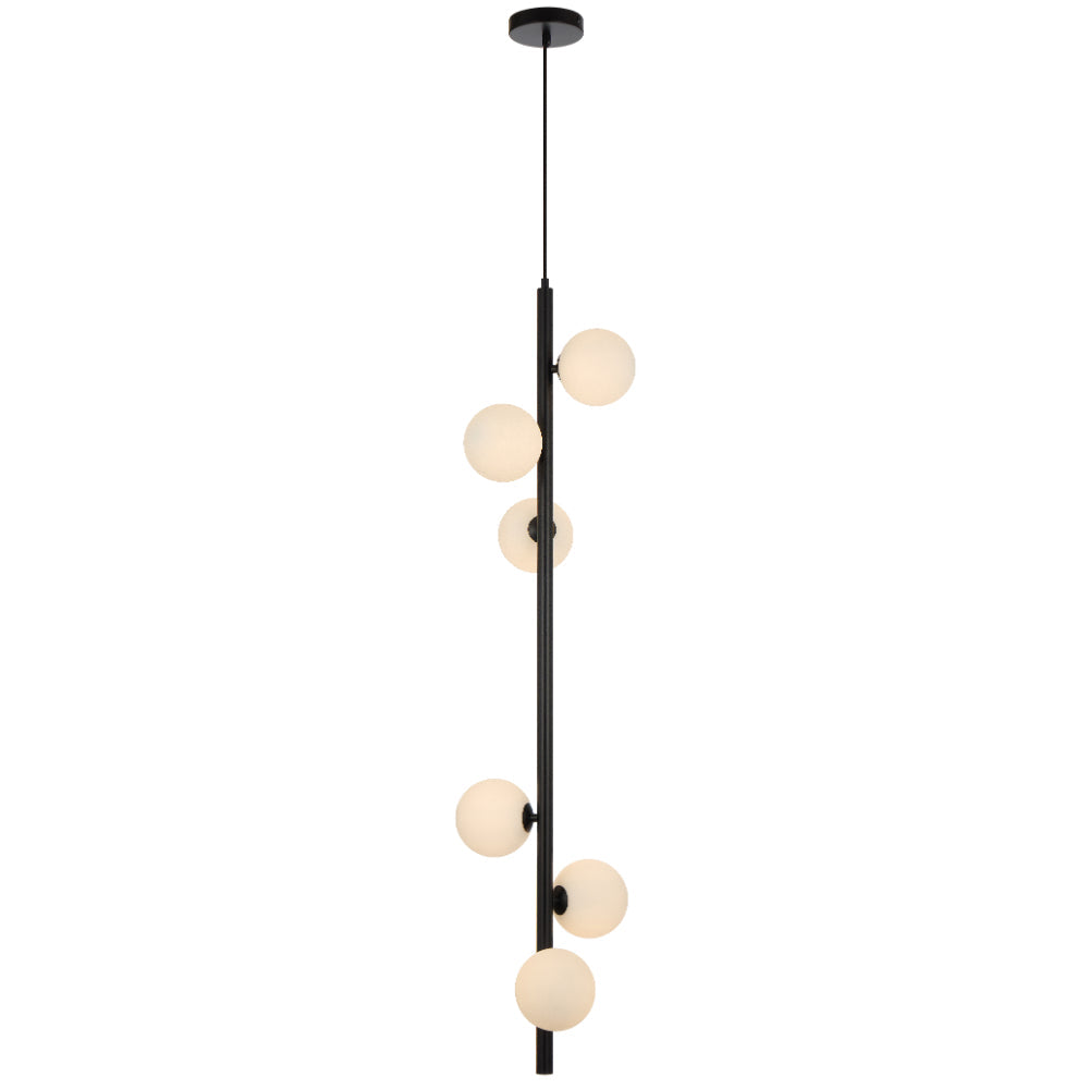 Elson 6 Light Pendant Black & Opal Matt - ELSON PE06-BKOM