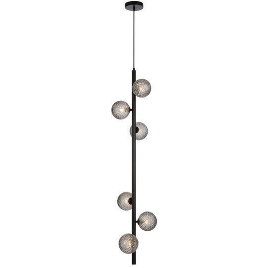 Elson 6 Light Pendant Black & Smoke Tear - ELSON PE06-BKSMT