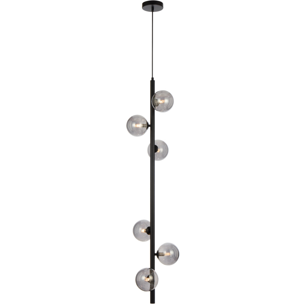 Elson 6 Light Pendant Black & Smoke - ELSON PE06-BKSM