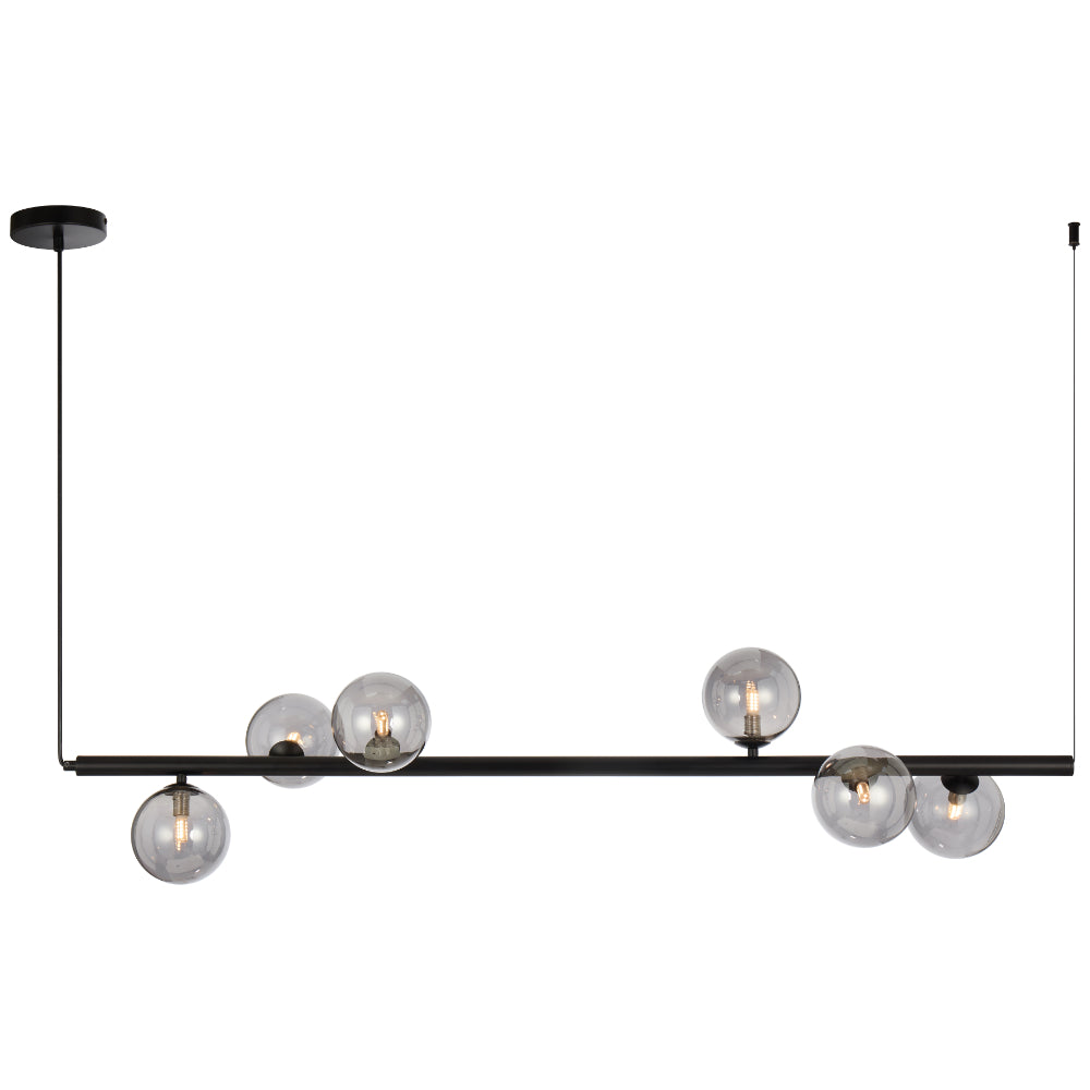 Elson 6 Light Pendant Black & Smoke - ELSON PE06-BKSM