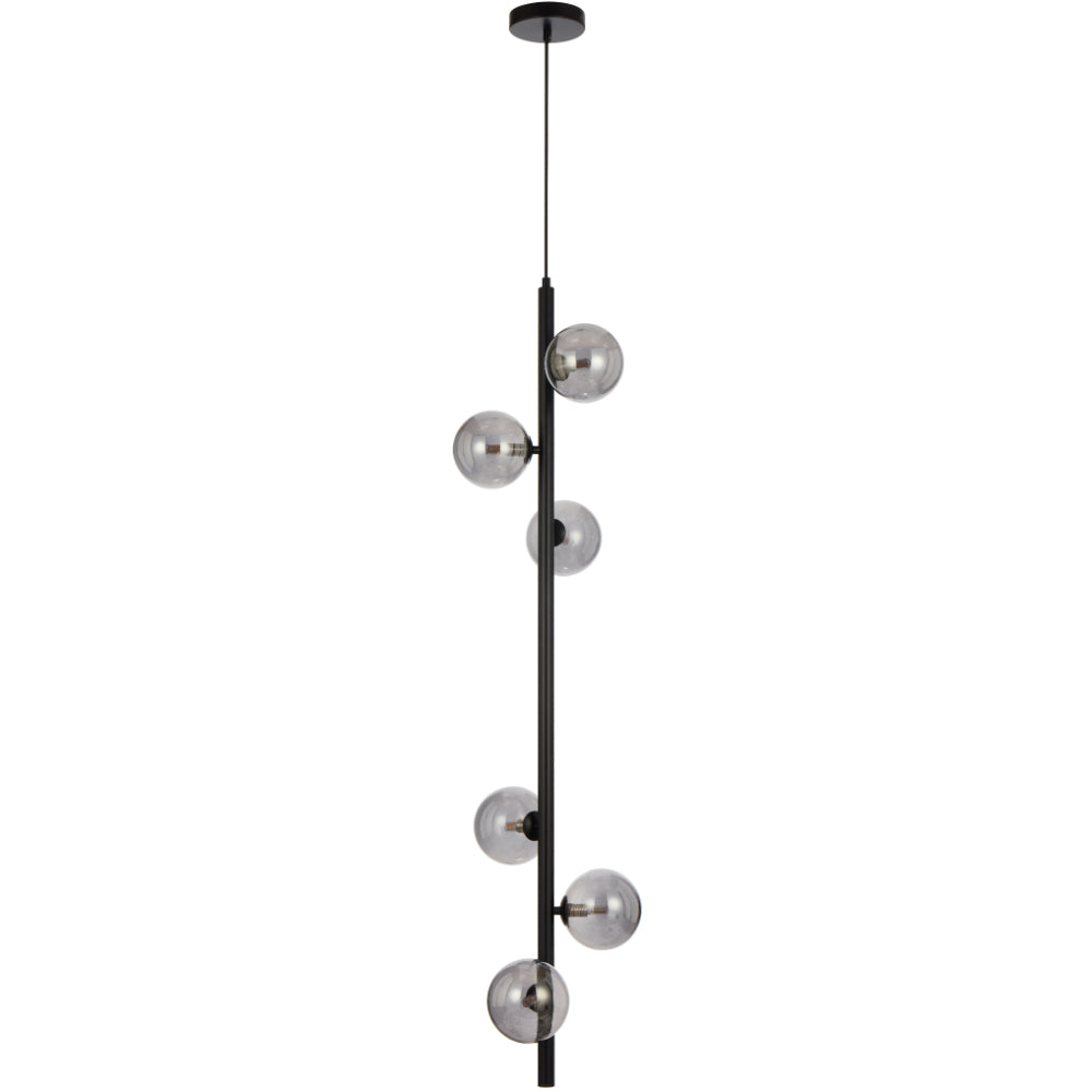 Elson 6 Light Pendant Black & Smoke - ELSON PE06-BKSM