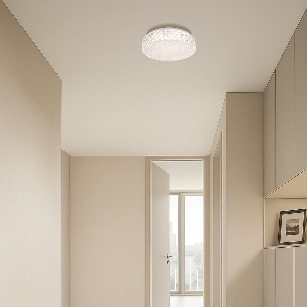 Eltz 280mm LED Oyster Light 18W Tri Colour White & Clear - ELTZ OY28-CL3C