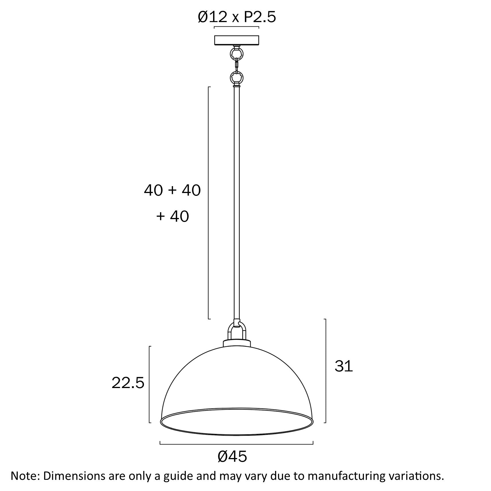 Emerson Large Pendant Light Black - EMERSON PE45-BK