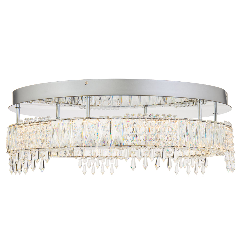 Erika LED 600mm Ceiling Crystal Pendent 45W Tri Colour Chrome & Crystal - ERIKA CTC60-CH