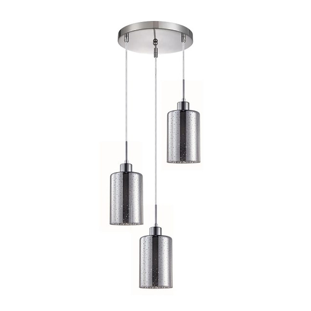 Interior Iron & Chrome Glass With Dotted Effect 3 Light Cluster Pendant - ESPEJO3X3R