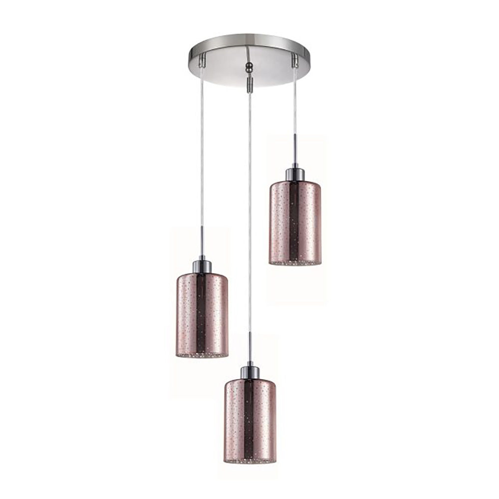 Interior Iron & Rose Gold Glass With Dotted Effect 3 Light Cluster Pendant - ESPEJO4X3R