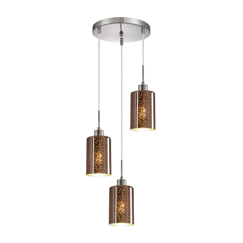 Interior Iron & Rose Gold Glass With Dotted Effect 3 Light Cluster Pendant - ESPEJO4X3R