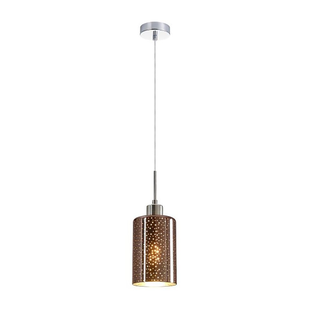 Buy Pendant Lights Australia Interior Iron & Rose Gold Glass With Dotted Effect 1 Light Pendant - ESPEJO4