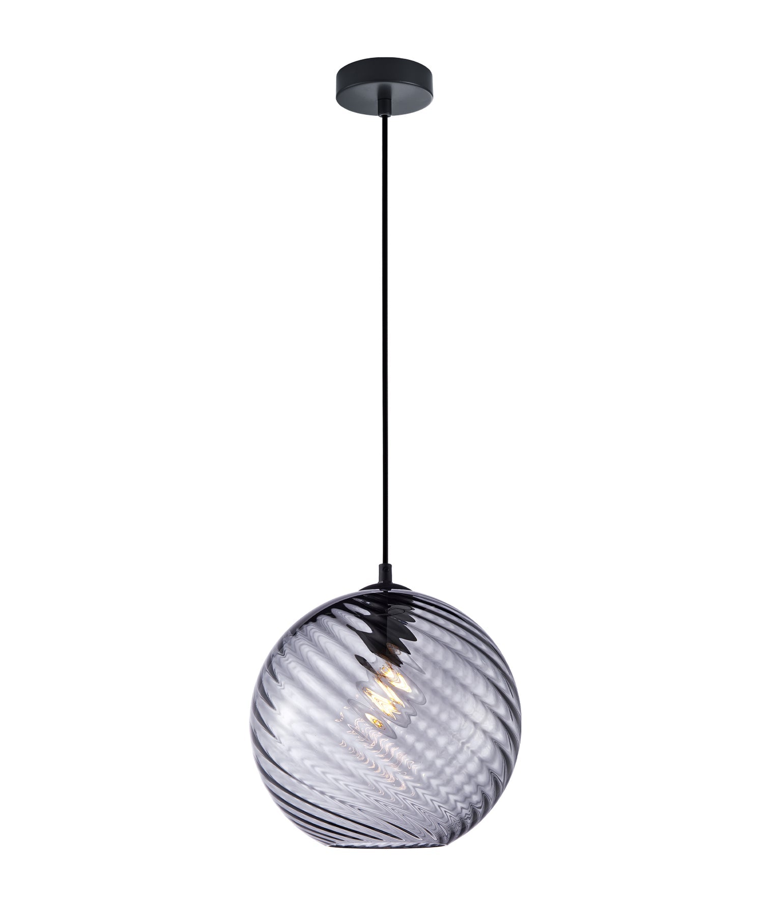 Espiral Wine Glass Shade Wavy Finish Round Pendant Smokey Black - ESPIRAL1