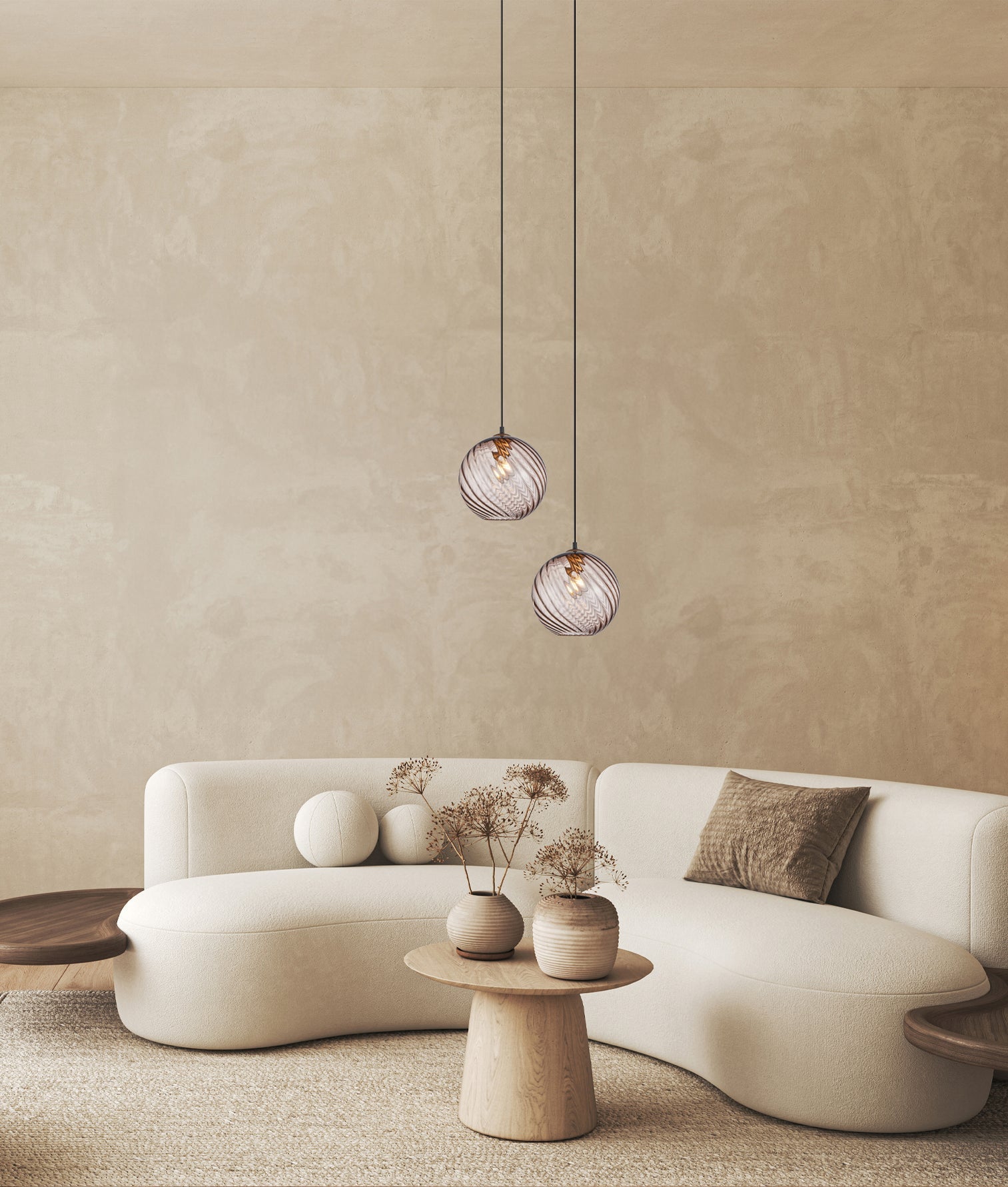 Espiral Wine Glass Shade Wavy Finish Round Pendant Coffee - ESPIRAL2
