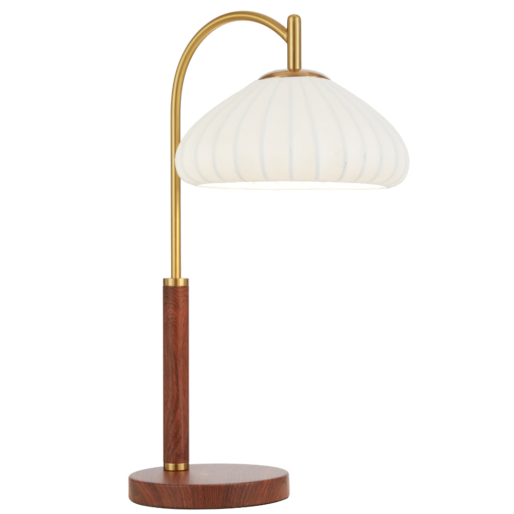 Estova Table Lamp Walnut, White & Antique Gold - ESTOVA TL-WDAG