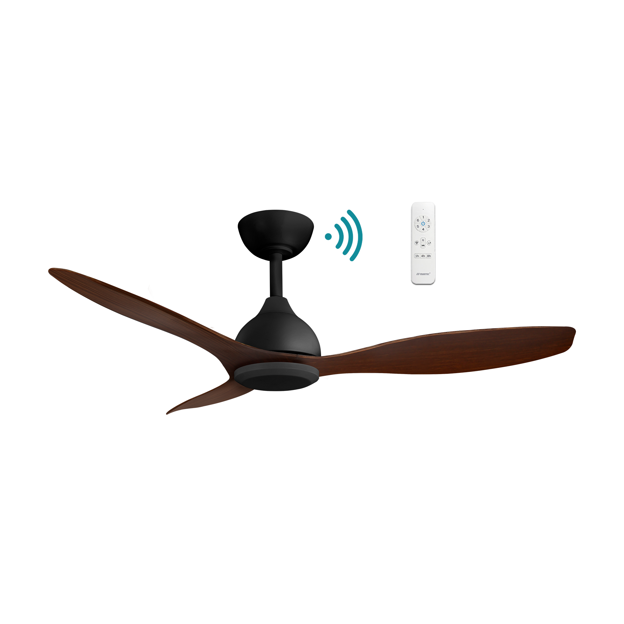 Elite DC Ceiling Fan 48" 3 Blade Matt Black & Walnut With WIFI Remote - MEDC123MW