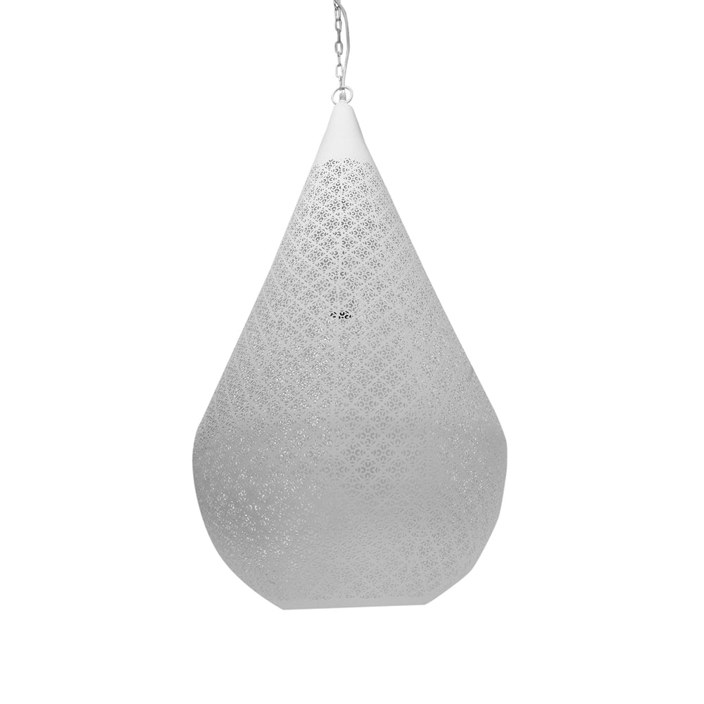 Europa Large 1 Light Perforated Teardrop Pendant White - ZAF11099