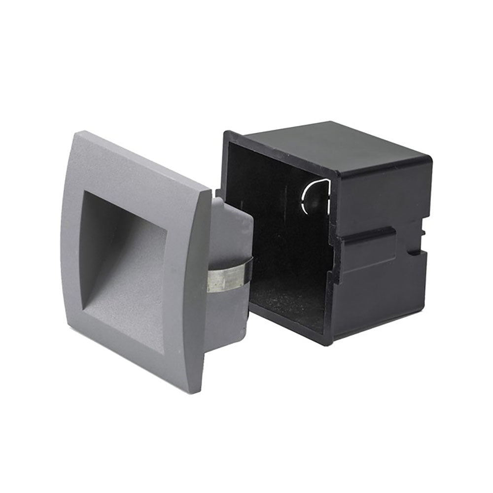 Buy Outdoor Step Lights Australia Square Outdoor Step Light 1W Silver Aluminium 3000K - F6601-SI