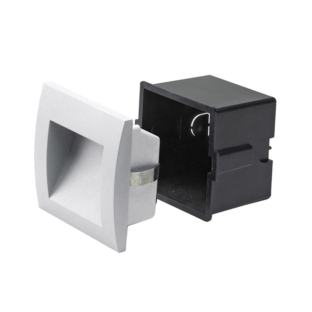 Buy Outdoor Step Lights Australia Square Outdoor Step Light 1W White Aluminium 3000K - F6601-WH