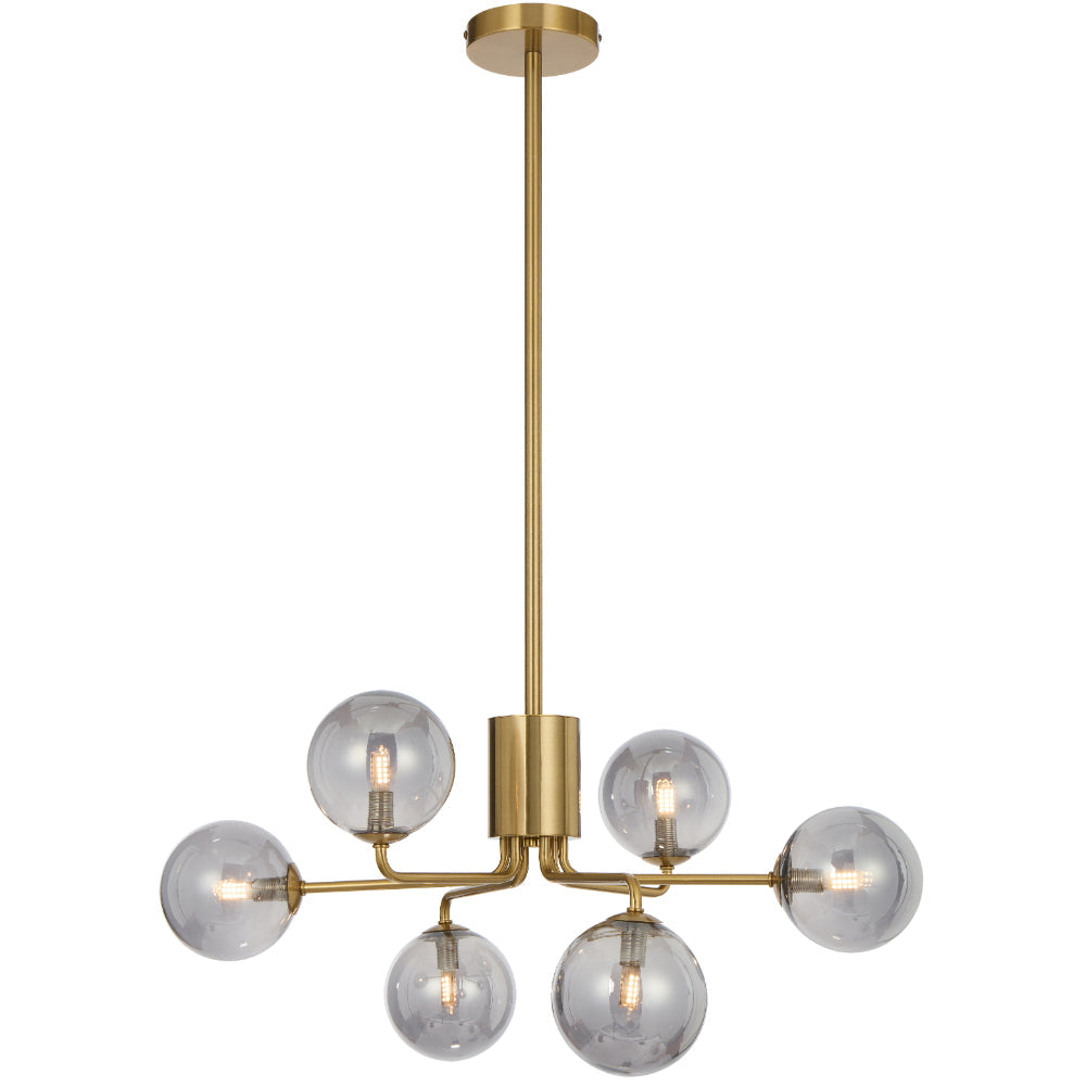 Felton 6 Light Pendant Antique Gold & Smoke - FELTON PE06-AGSM