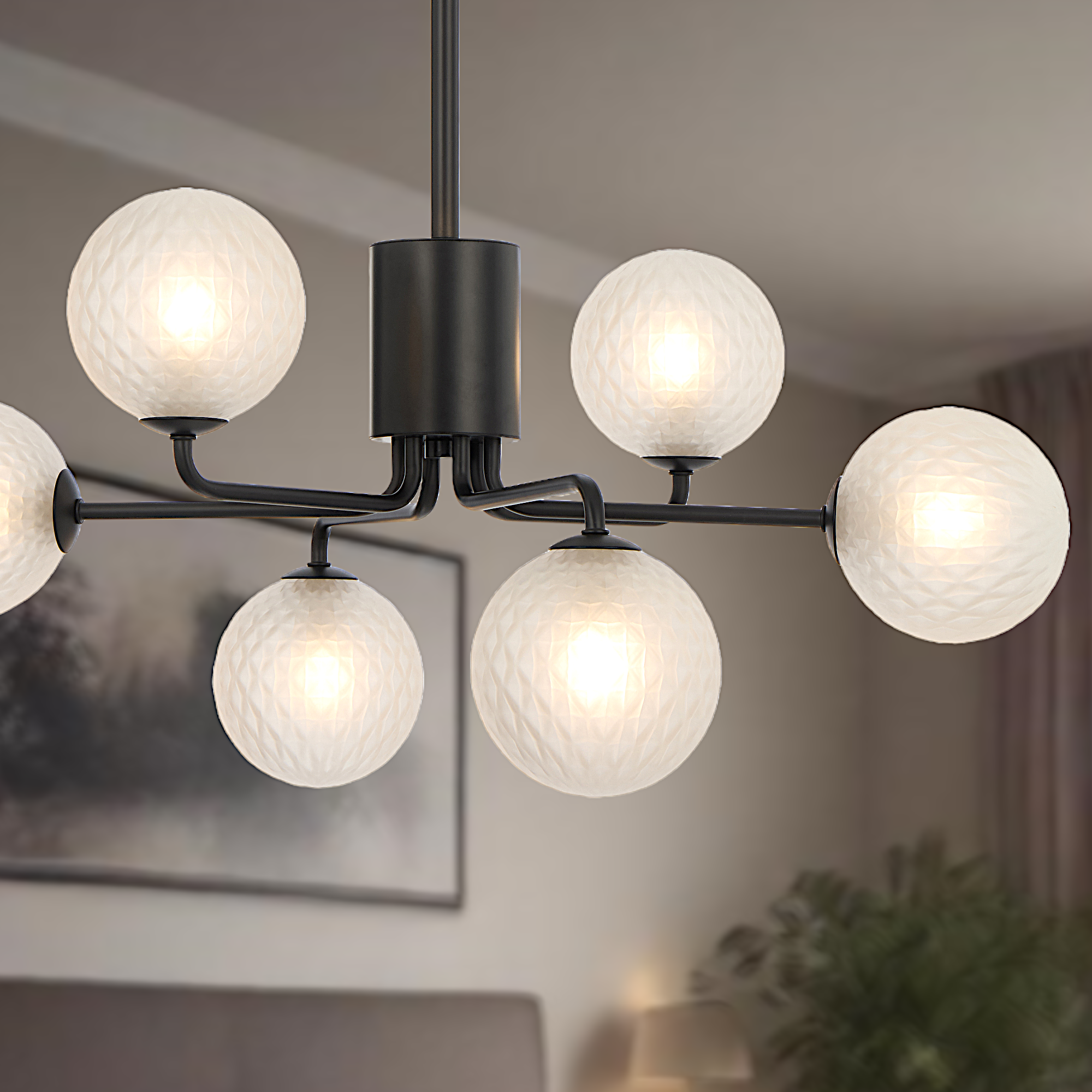 Felton 6 Light Pendant Black & Frost - FELTON PE06-BKFRT