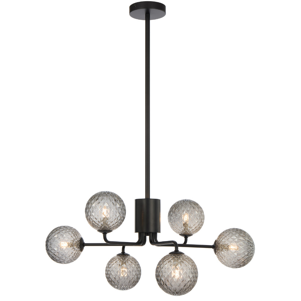 Felton 6 Light Pendant Black & Smoke Tear - FELTON PE06-BKSMT