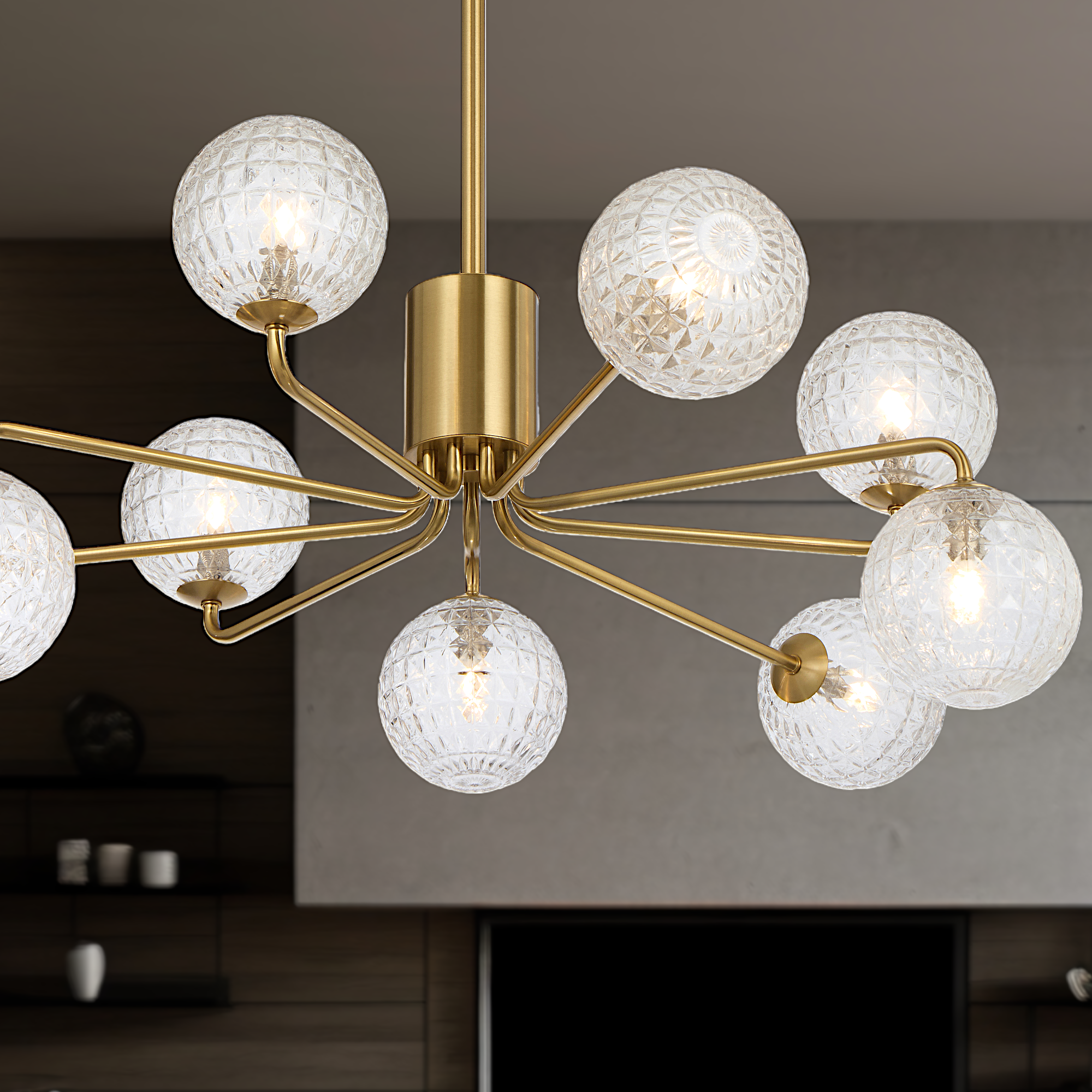 Felton 9 Light Pendant Antique Gold & Clear - FELTON PE09-AGCLP