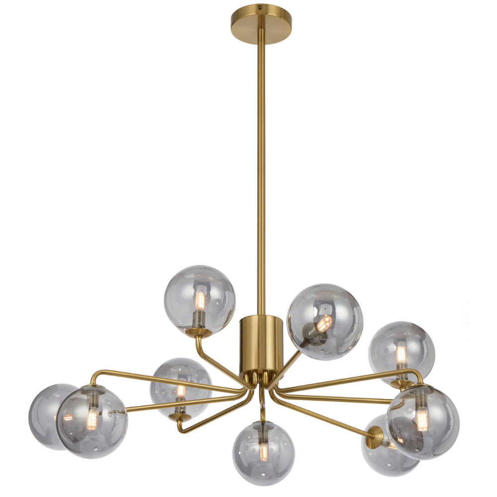 Felton 9 Light Pendant Antique Gold & Smoke - FELTON PE09-AGSM