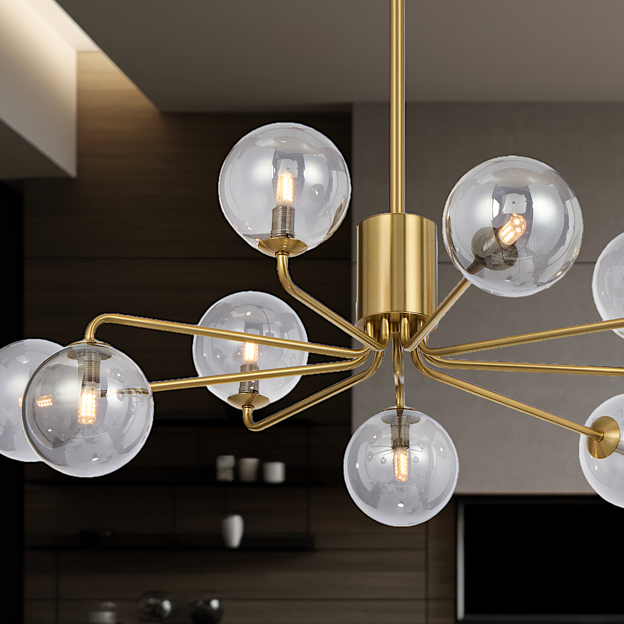 Felton 9 Light Pendant Antique Gold & Smoke - FELTON PE09-AGSM