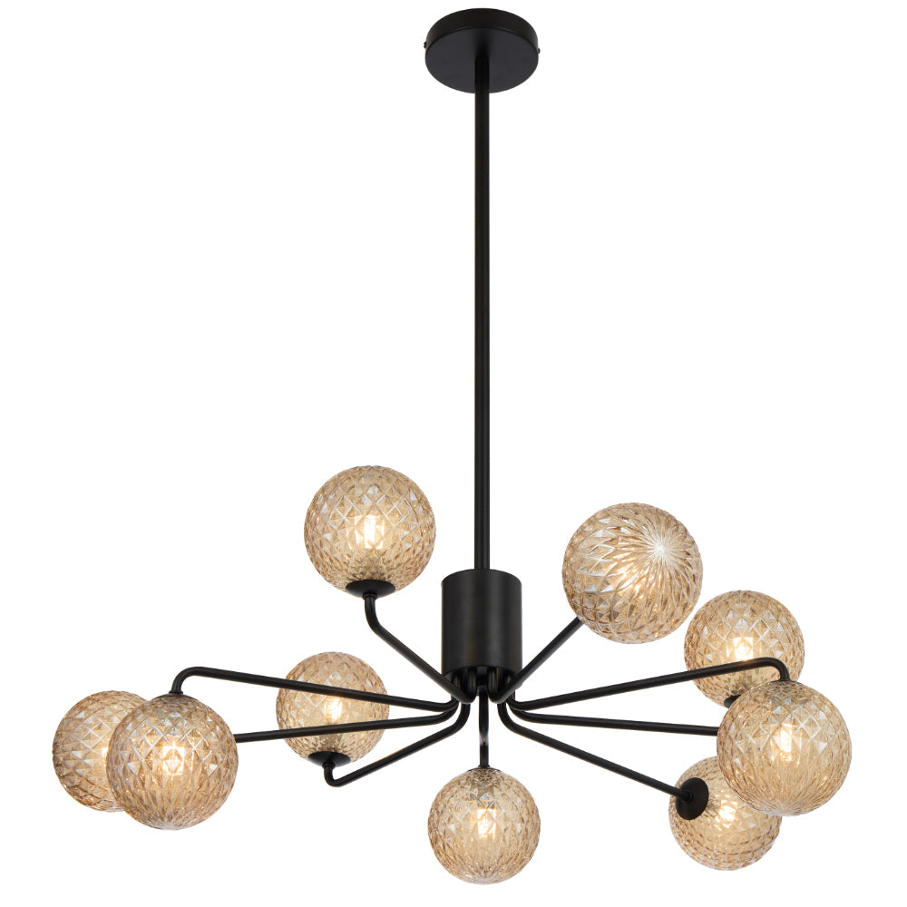 Felton 9 Light Pendant Black & Amber - FELTON PE09-BKAMT