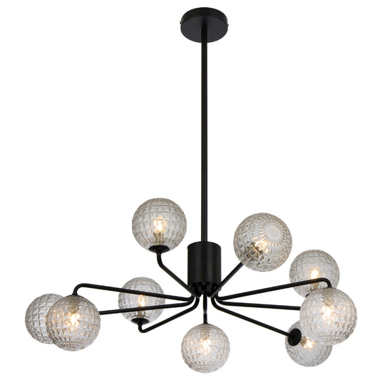 Felton 9 Light Pendant Black & Clear - FELTON PE09-BKCLP